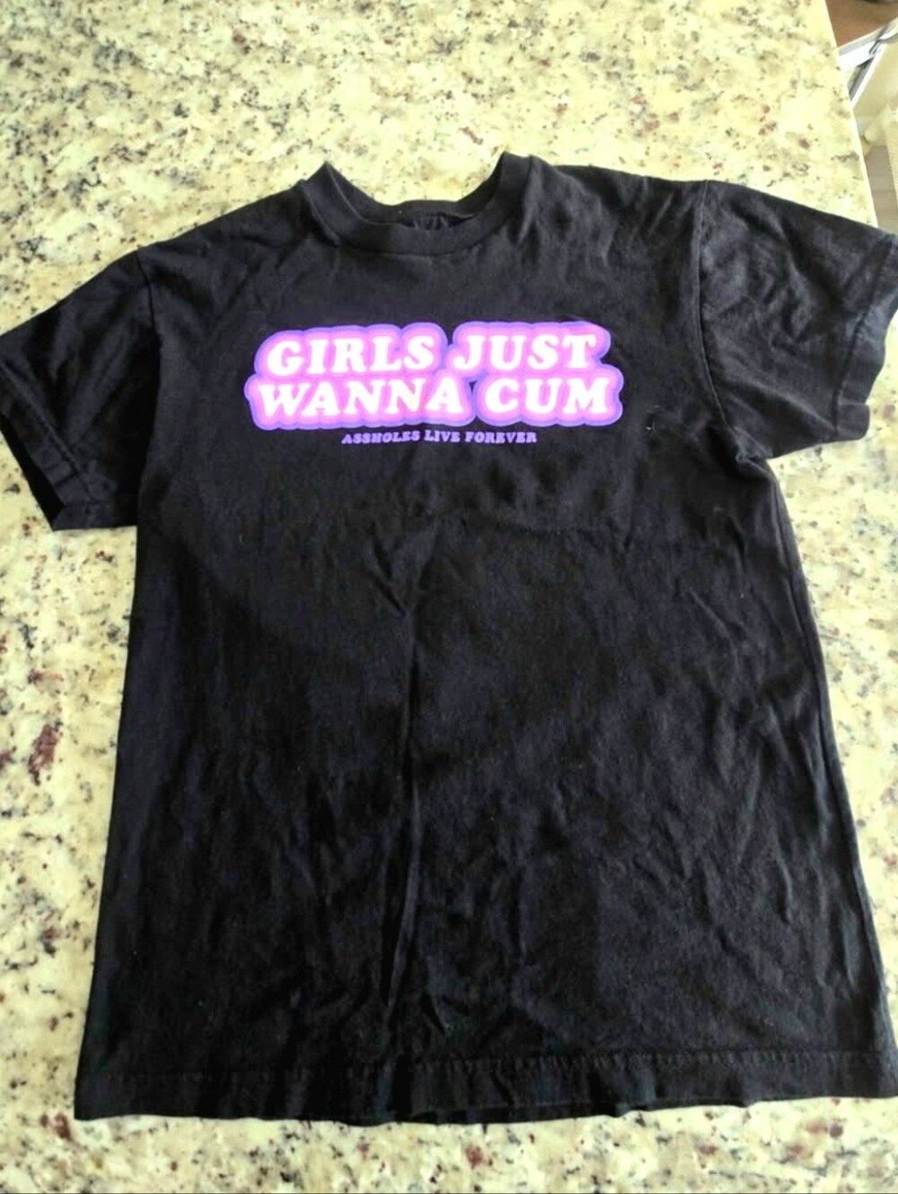 Assholes Live Forever Girls Just Wanna Cum Graphic Tee Black Medium